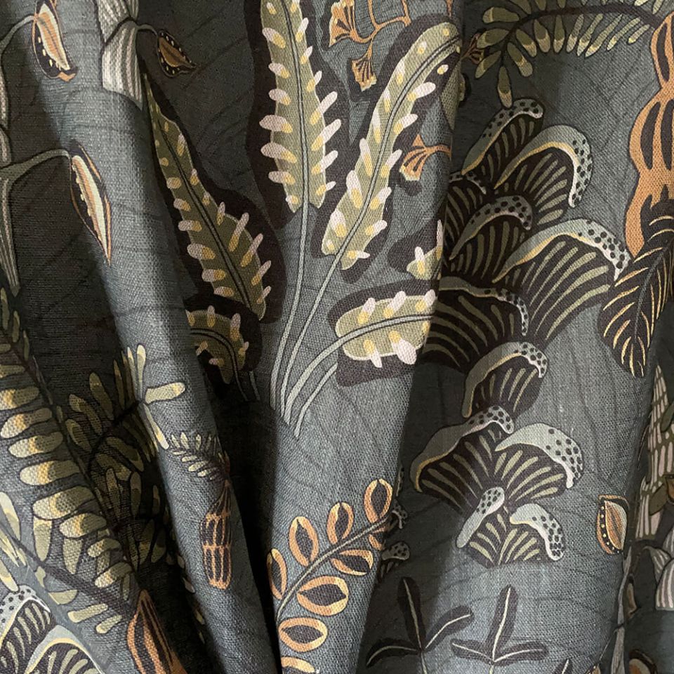 Woodland Floor - Petrol and Sage fabric