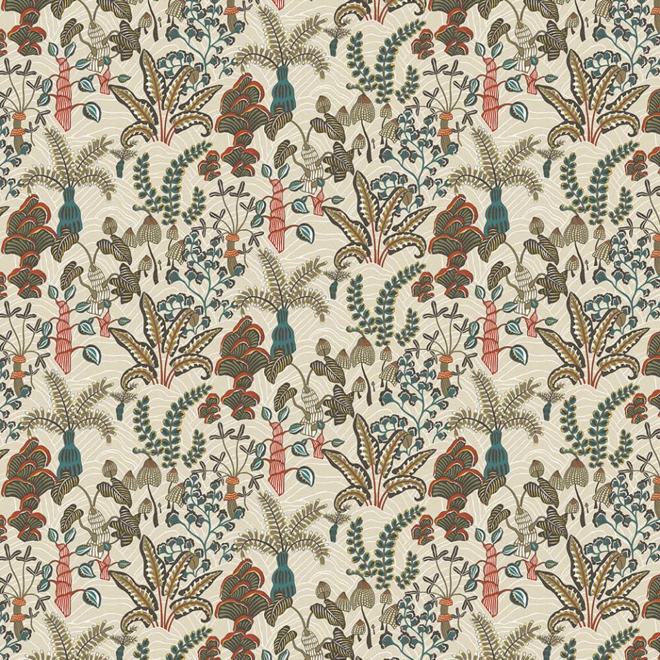 Woodland Floor - Stone and Teal fabric