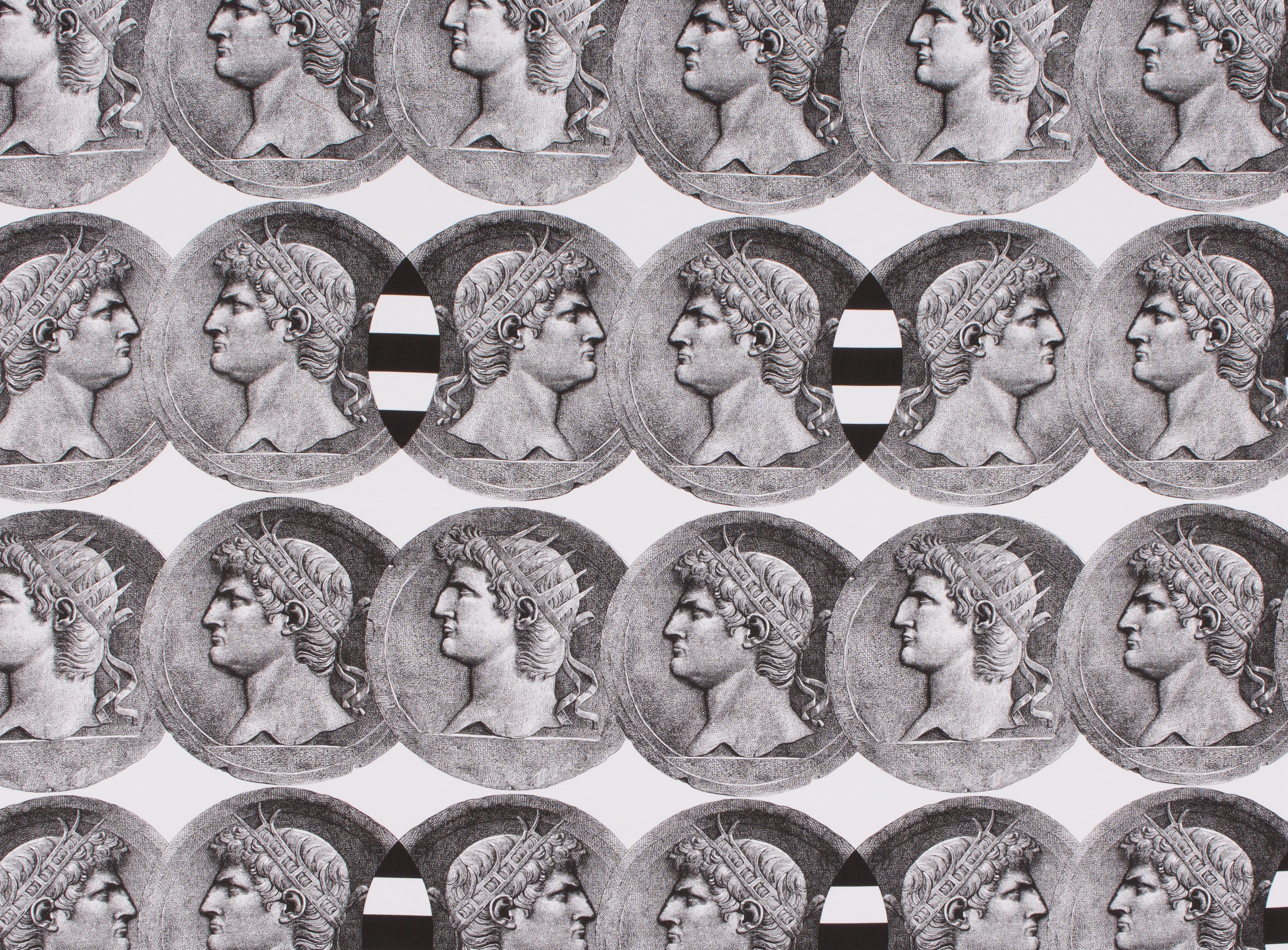 Coins - Black on White fabric | Roman Collection - Fabrics | Timney Fowler