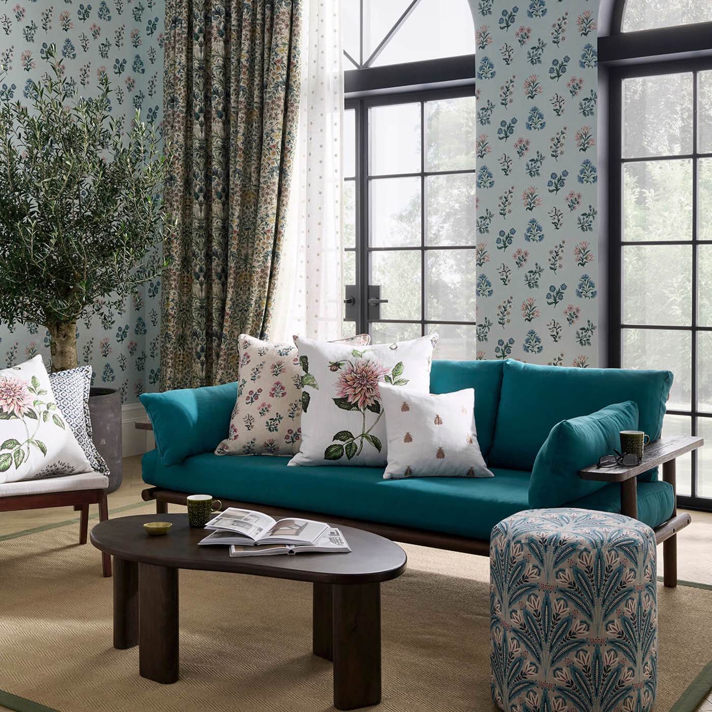 Falena Blush/Gold fabric Secret Garden Fabrics Clarke & Clarke