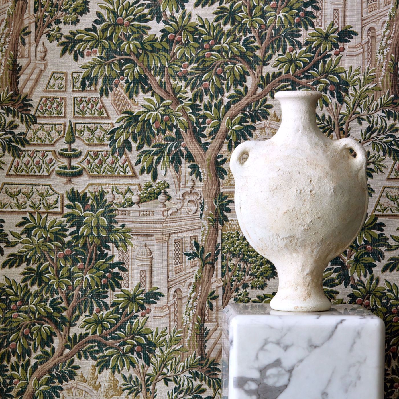 Italian Garden - Tuscan Pink wallpaper | Arcadian Thames Wallpapers ...