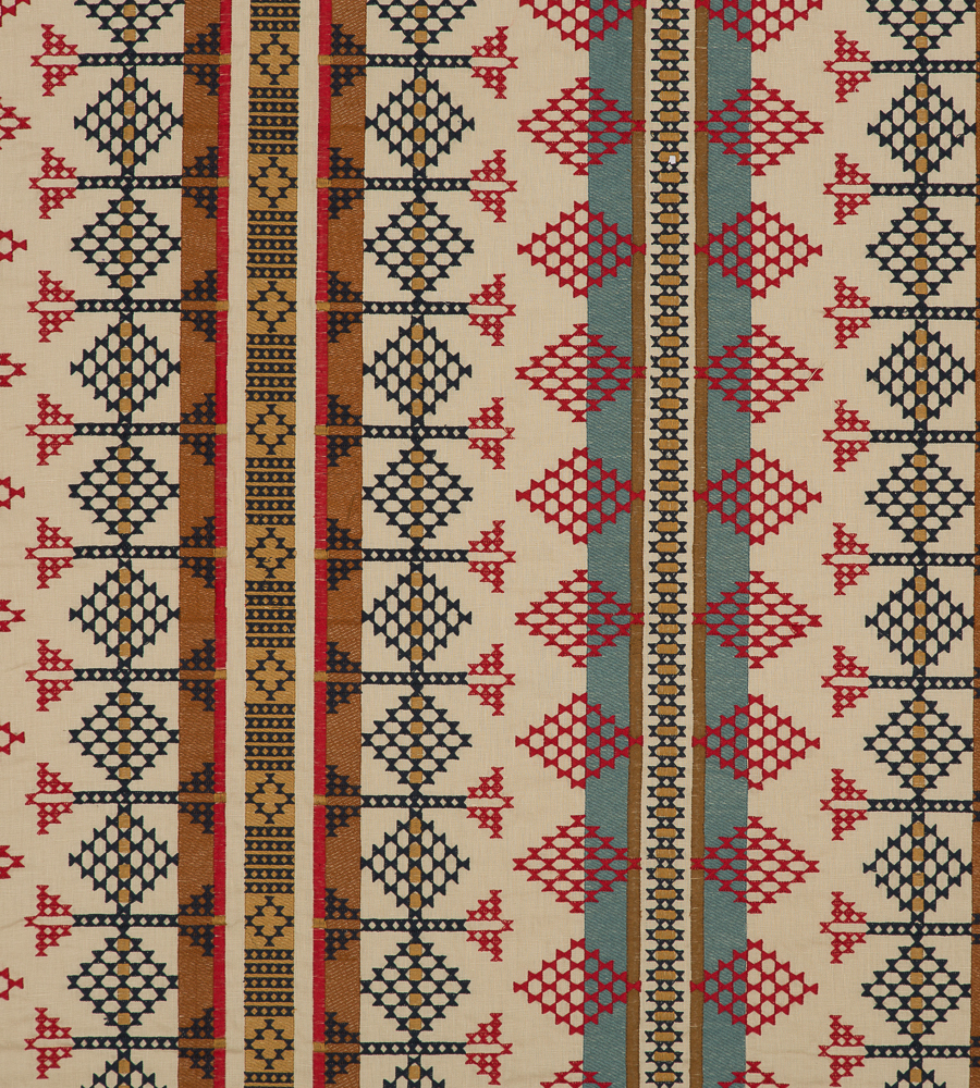 Saddle Blanket Indigo/Red fabric Bohemian Travels Mulberry Home