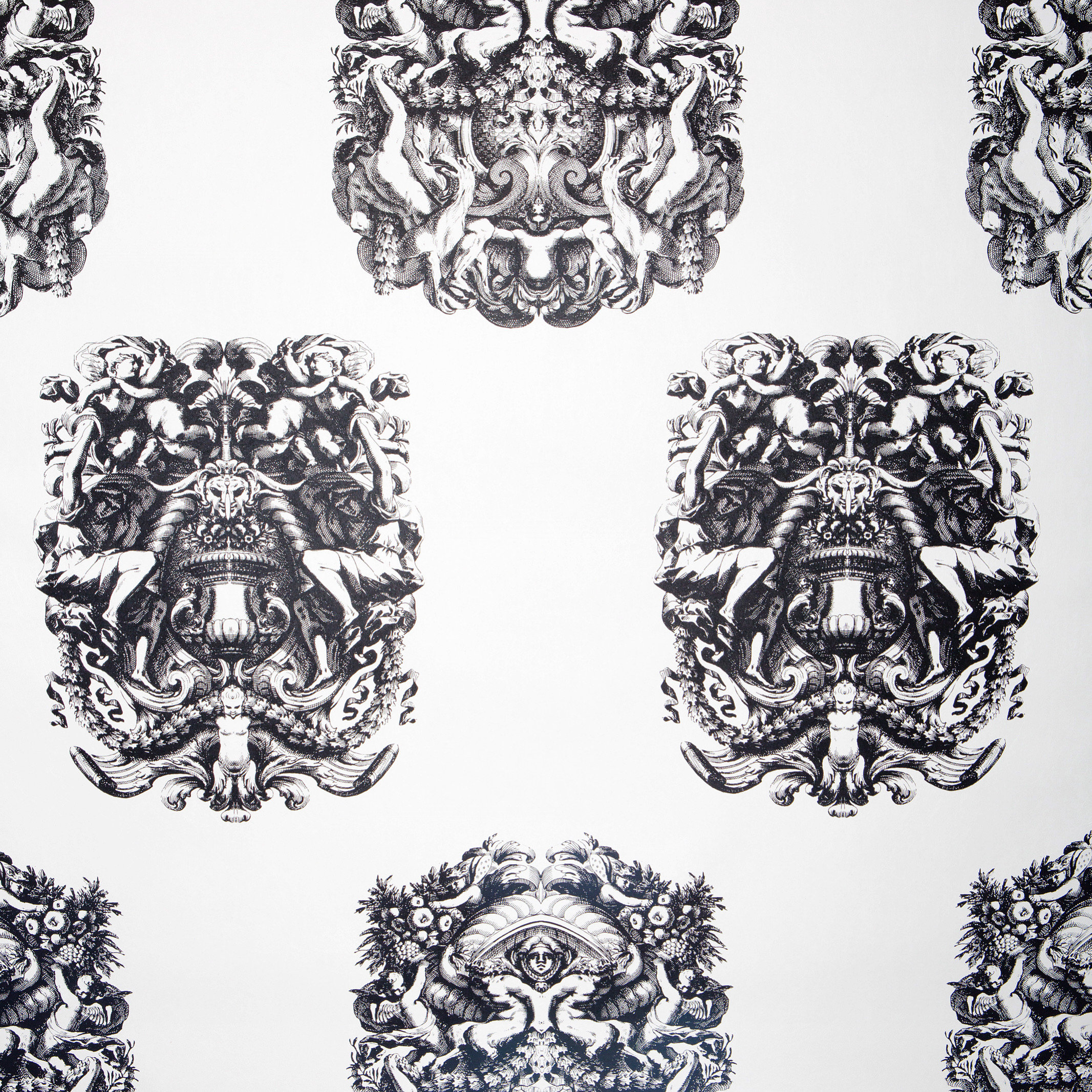 Insignia - Black on White fabric | Roman Collection - Fabrics | Timney ...