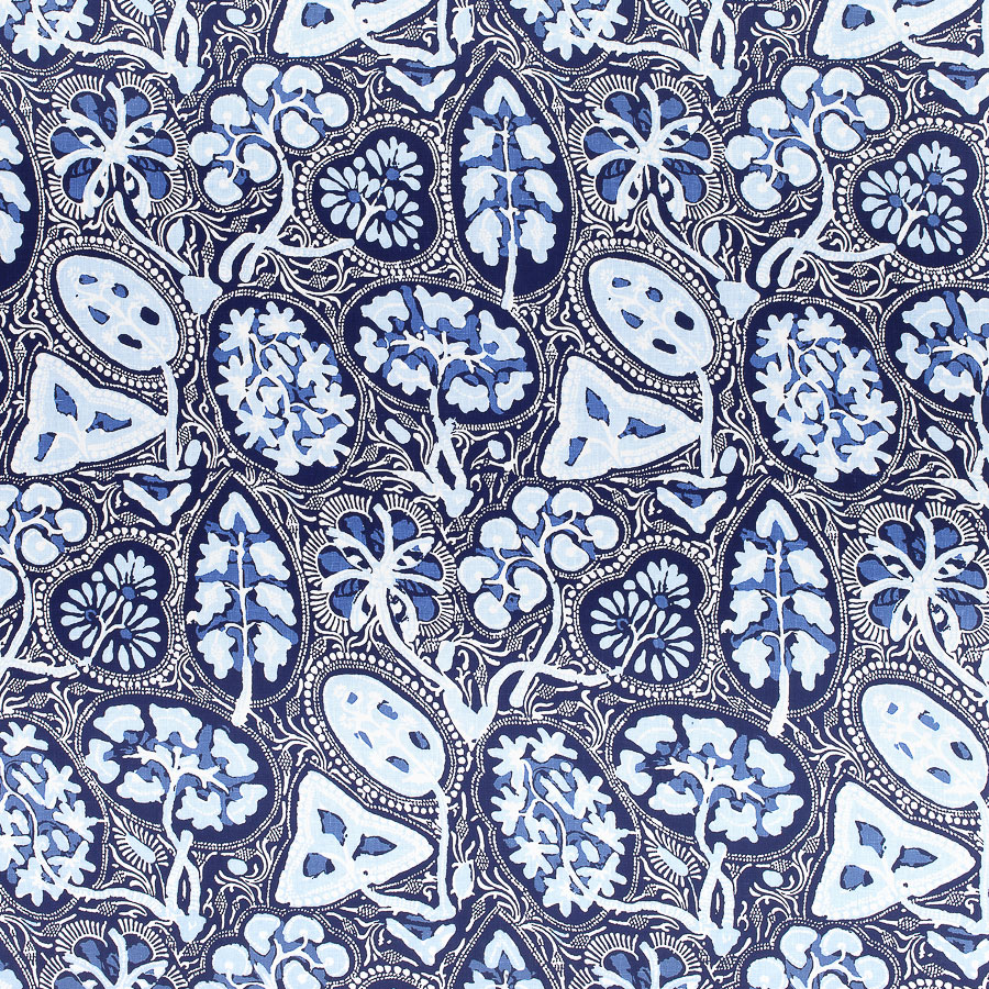 Cochin Navy fabric Trade Routes Fabric Thibaut