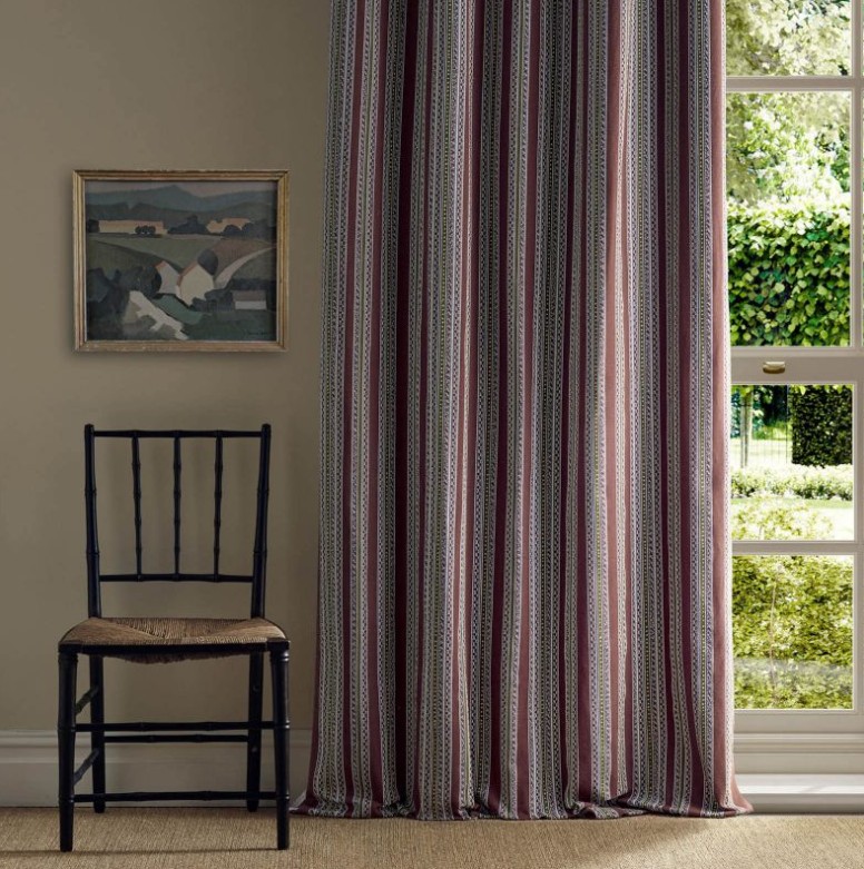 Bexleyheath Stripe - Wine fabric | The Unfinished Works Stripes ...