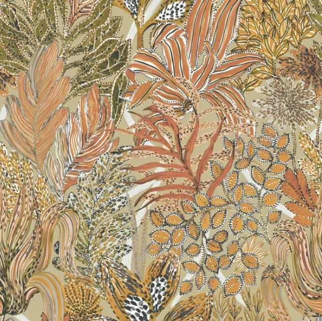 Borrommee - Lichen/Terre De Sienne wallpaper | Jardin Felicia | Casamance