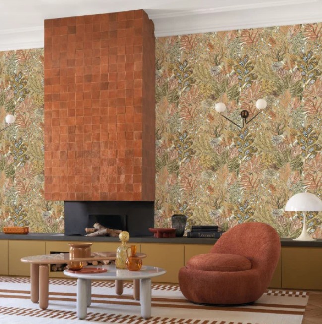 Borrommee - Lichen/Terre De Sienne wallpaper | Jardin Felicia | Casamance