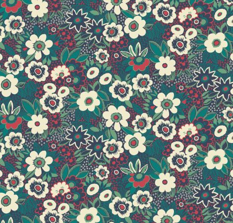 Jungle Gardenia - Cerulean fabric