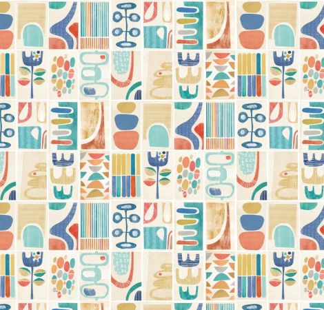 Snip Snip - Indigo & Amber wallpaper