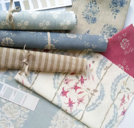 Fuchsia Trail - Smoke Blue fabric
