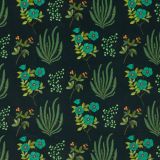 Botanical Flora in Wellington Velvet - Jade fabric