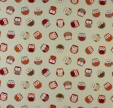 Owls Orange/Red fabric
