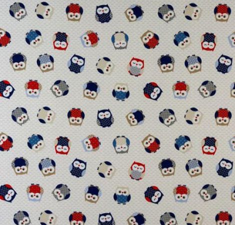 Owls Red/Blue fabric