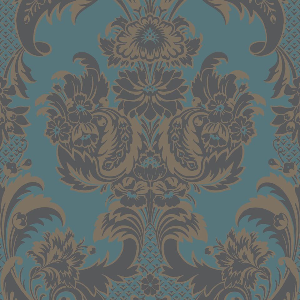 Wyndham Teal & Charcoal wallpaper Albemarle Cole & Son