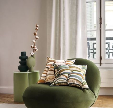 Housse De Coussin Strates - Ambre Rose Poudre Cushion