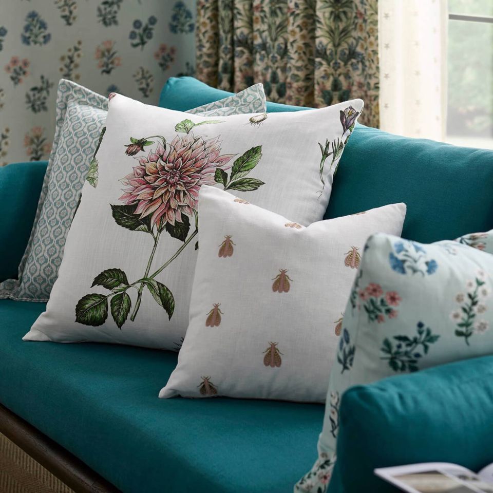 Falena Blush/Gold fabric Secret Garden Fabrics Clarke & Clarke