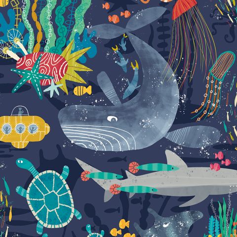 Beneath The Waves - Prussian wallpaper