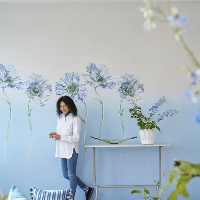 Coquelicot Wallpaper - Delft wallpaper | Palette Provençale Panel ...