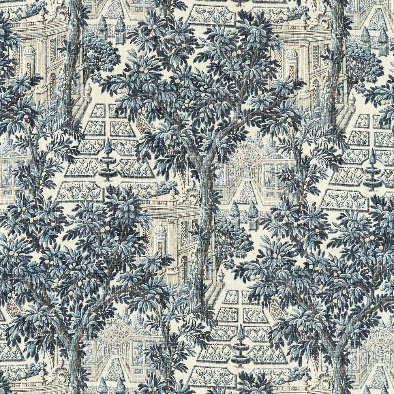 Italian Garden - Indigo fabric | Arcadian Thames Fabrics | Zoffany