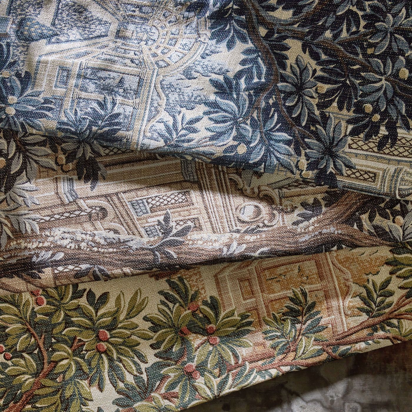 Italian Garden - Indigo fabric | Arcadian Thames Fabrics | Zoffany