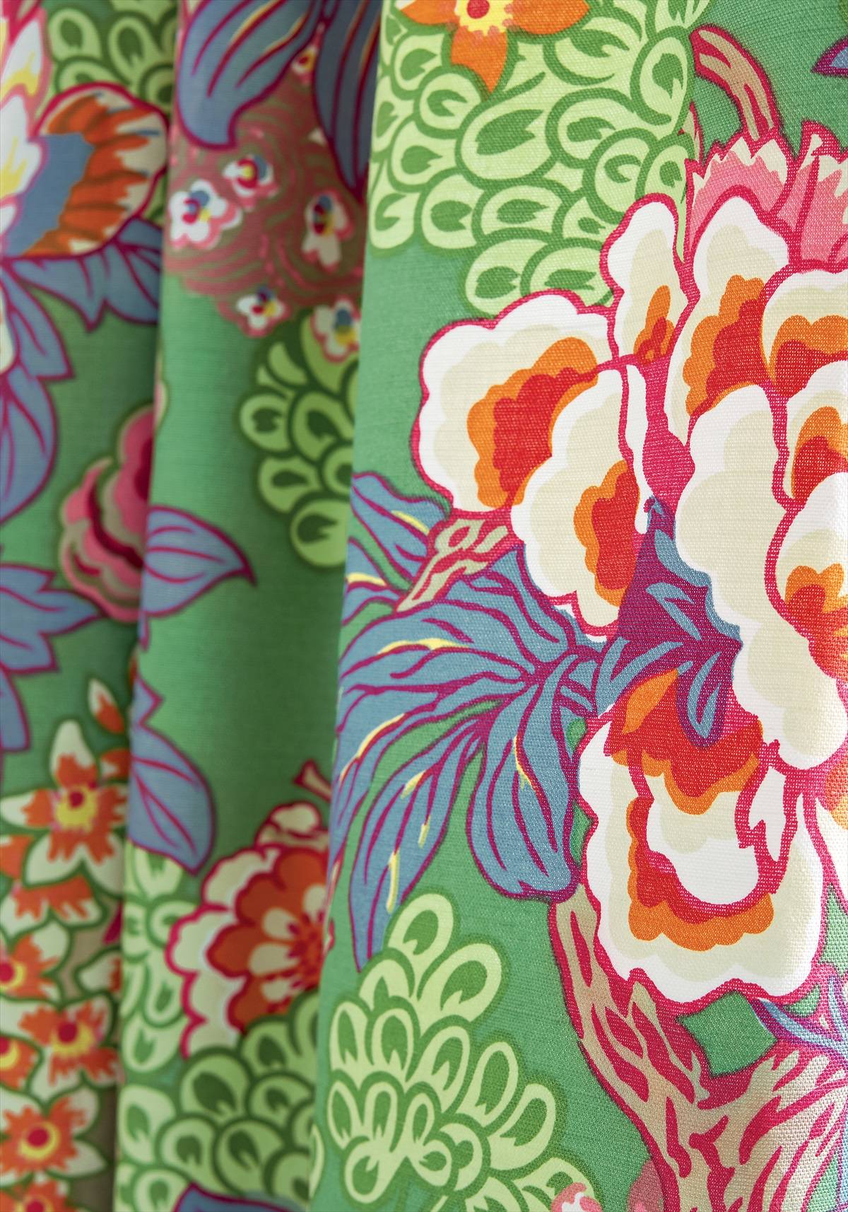 Honshu Green fabric Dynasty Thibaut
