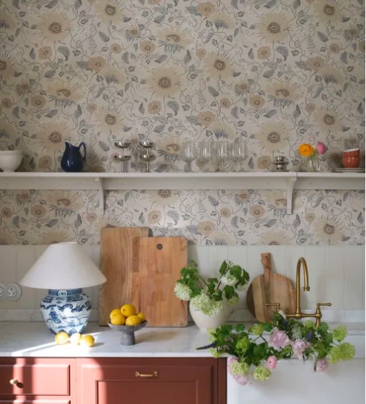 Solveig - Misty Blue wallpaper | Pattern stories | Sandberg
