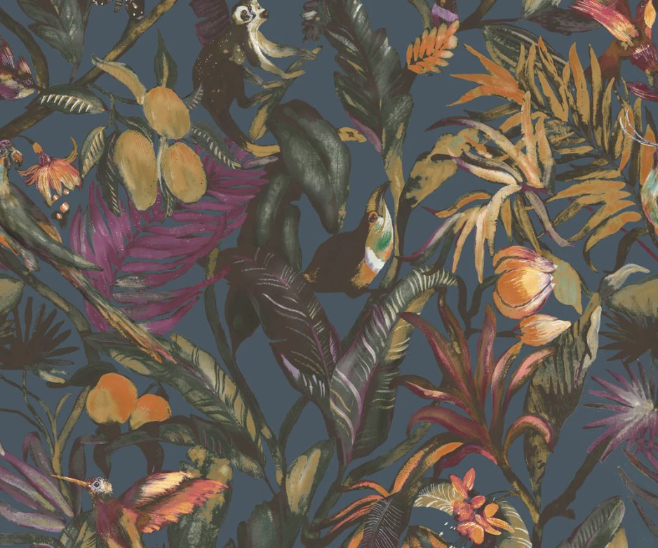 Java Peacock Pattern Sumatra - Peacock Blue 2 fabric | Java | Arley House