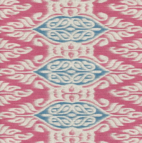 Zamira Ikat - Faded Raspberry & Teal On Natural fabric | Elise | Meg Morton